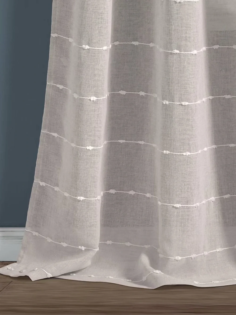 Lush Decor Farmhouse Textured Sheer Grommet Curtain Panels Gray 38x108 set of 2